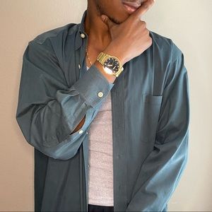 Green chaps button down shirt